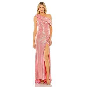 Mac Duggal Style 27152 – One-Shoulder Metallic Pink Gown (NWT)